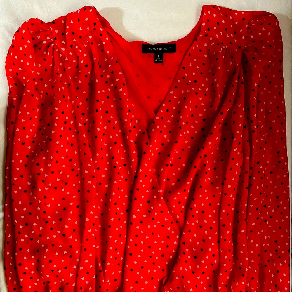 Long sleeves blouse with heart designs , great for valentine’s day